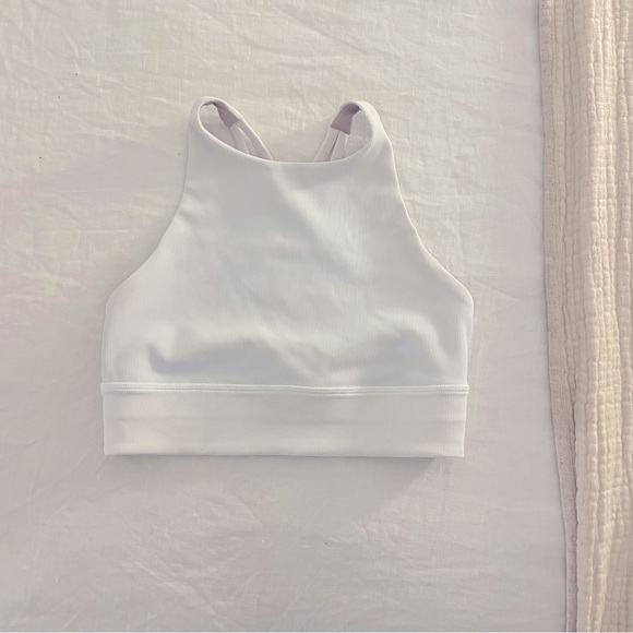 lululemon athletica Other - Lululemon White Ribbed High Neck Cross Back Sports Bra